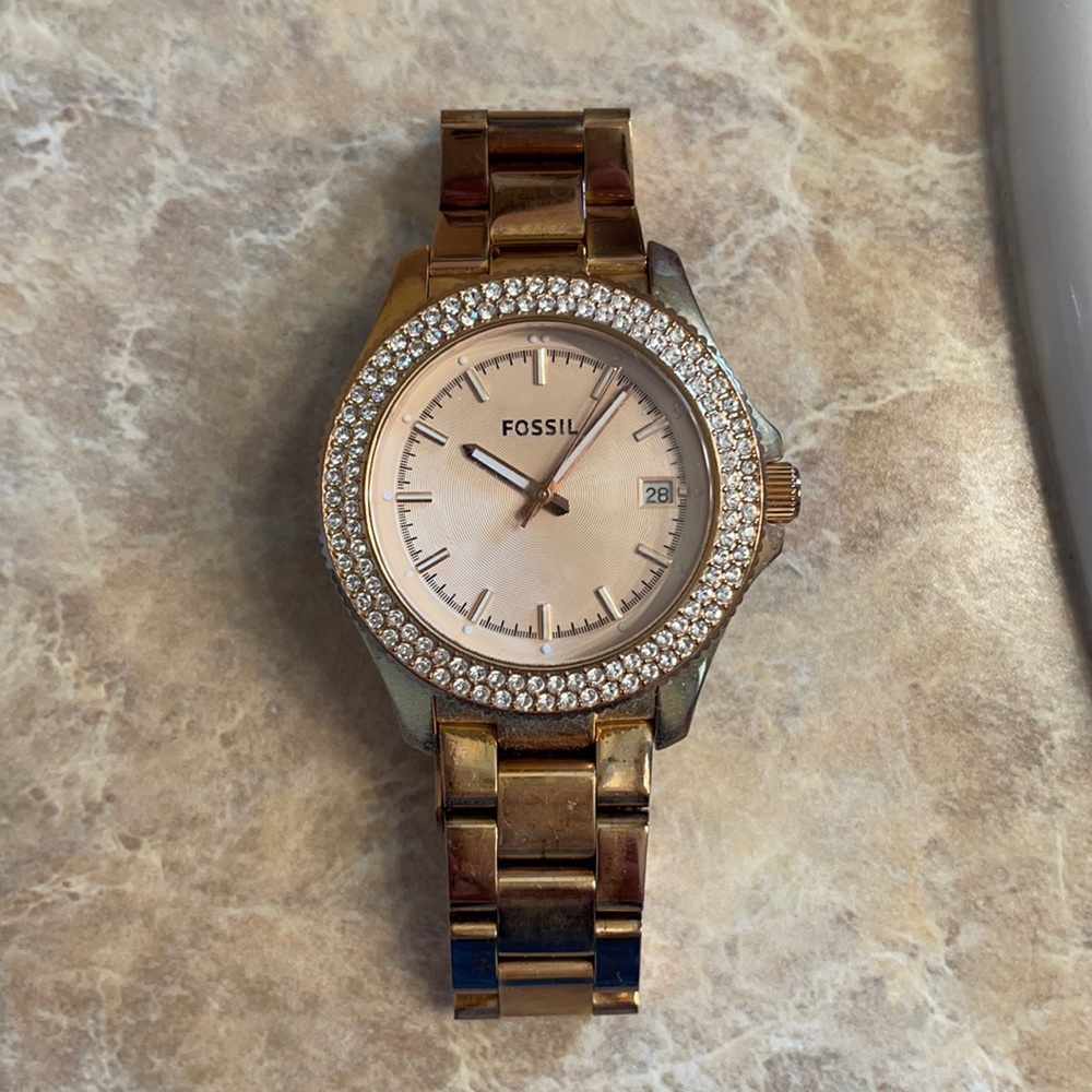 Gold Fossil watch